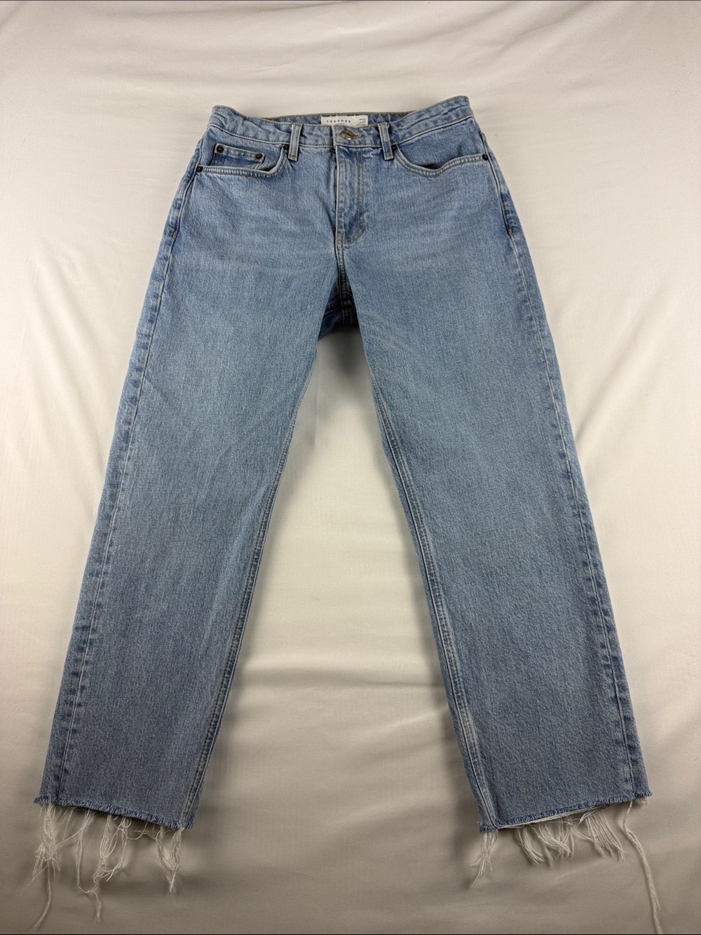 Topshop Light Wash Straight Crop Jeans Women’s 28 Raw Hem